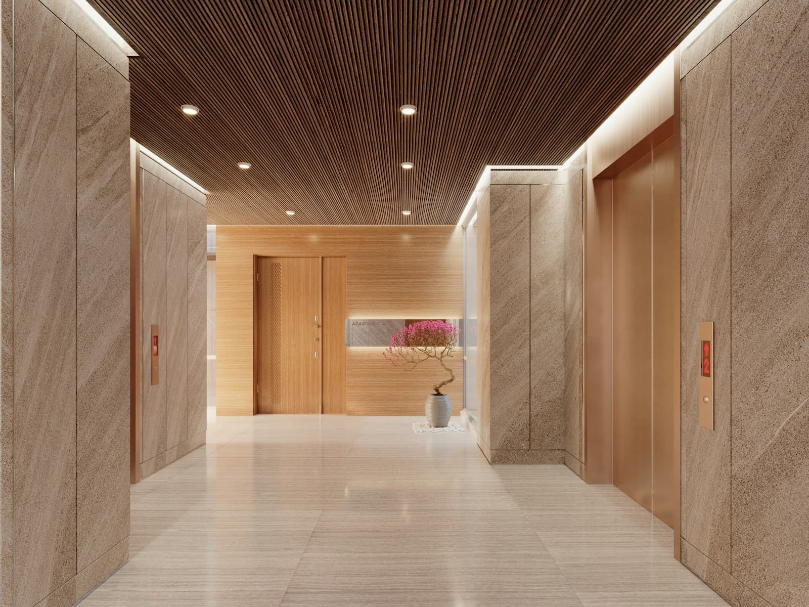 Lift lobby in an apartment building